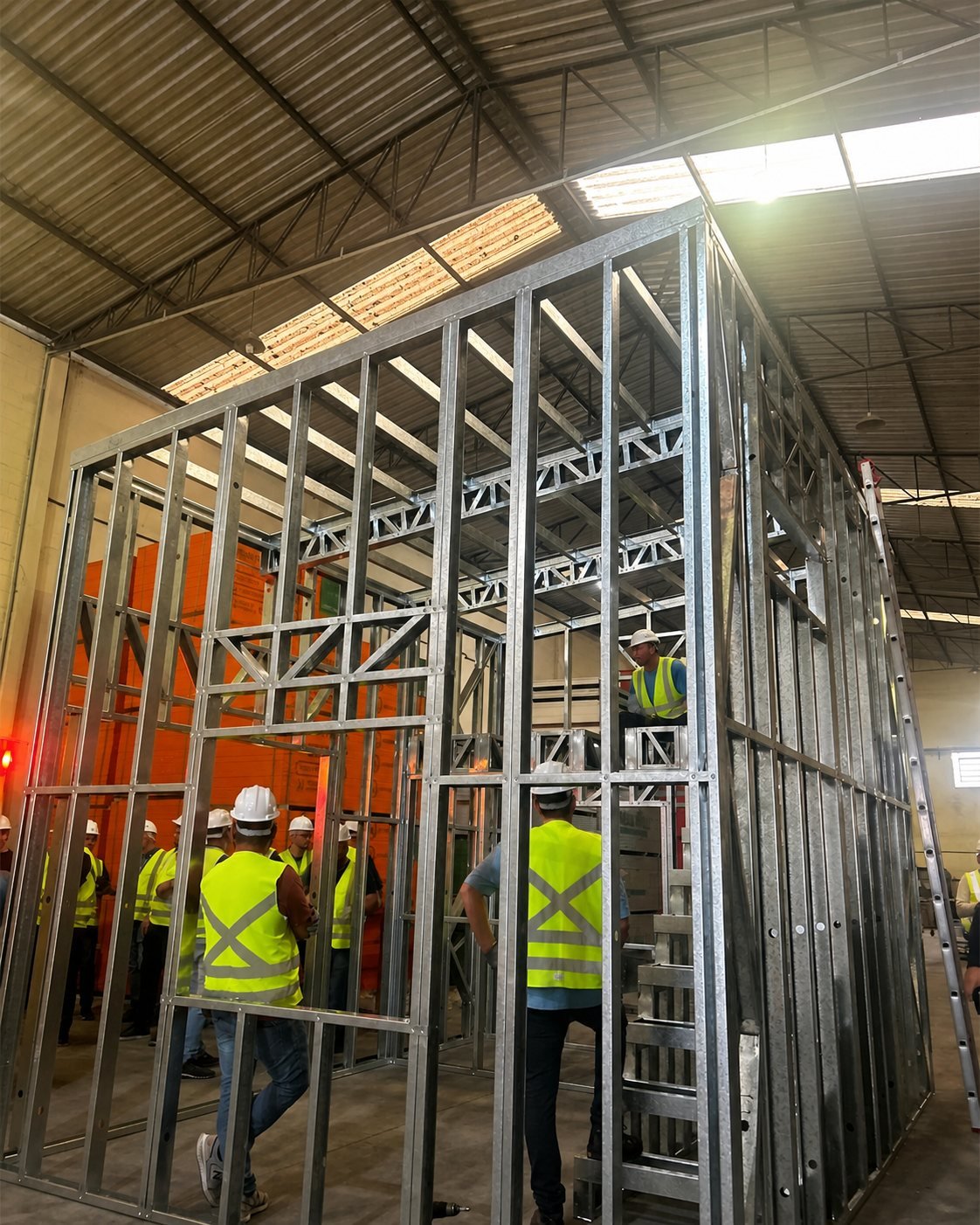 Estrutura demonstrativa em perfis de aço galvanizado